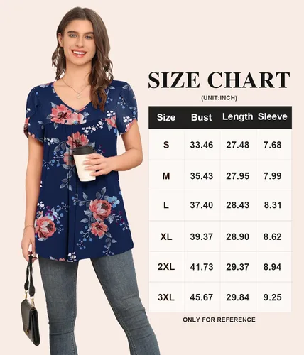 Miniatura 4 de LAOLASI Blusa casual de verano para mujer, manga corta, cuello en V, holgada, para ocultar el vientre