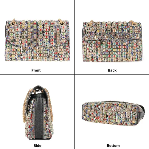 Miniatura 6 de Bolso de mano de noche con diamantes de imitación brillantes para mujer, bolso de hombro para boda, fiesta, baile de graduación