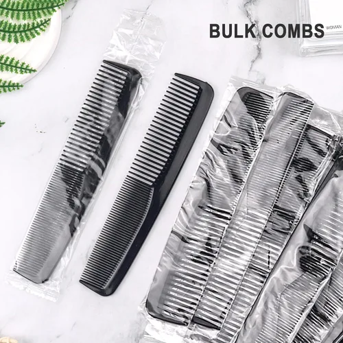 Miniatura 9 de Paquete de 30 peines negros a granel, peine de bolsillo para cabello de doble diente de 7 pulgadas, envueltos individualmente, peines a granel