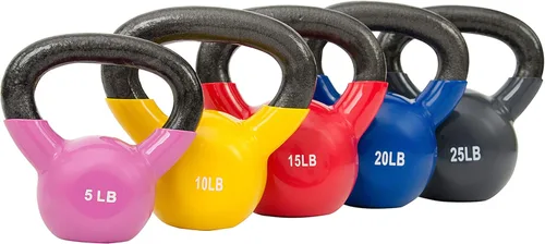 Miniatura 5 de Pesa rusa con revestimiento de vinilo Sunny Health & Fitness para entrenamiento de fuerza y ejercicio de balanceo - En 5, 10, 15, 20, 25 libras