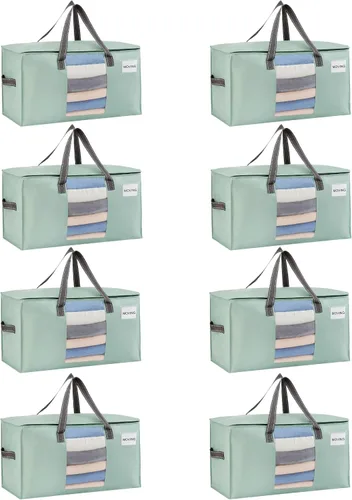 Miniatura 33 de VENO Paquete de 4 bolsas de mudanza resistentes, bolsas de almacenamiento de ropa y edredón con ventana transparente, suministros de embalaje