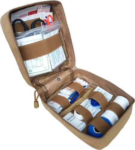 Miniatura 5 de Bolsa de primeros auxilios EMT médica IFAK, bolsa táctica Molle de emergencia y trauma para camping, hogar, coche, senderismo, caza (Marrón)