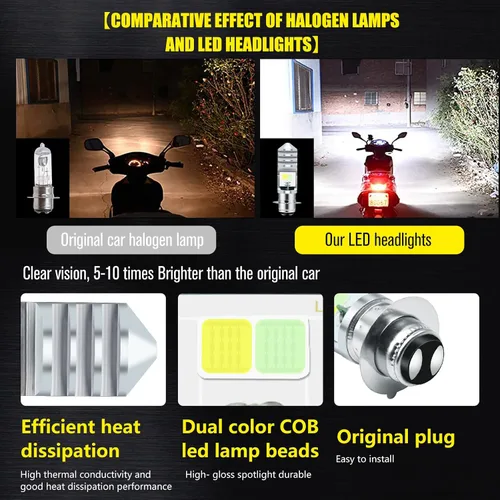 Miniatura 4 de 2 piezas 9-48V Bombillas LED para ATV, luz baja azul hielo, luz alta blanca H6M P15D para motocicleta, Yamaha, ATVS YFM350 450 400 660 700 Raptor.