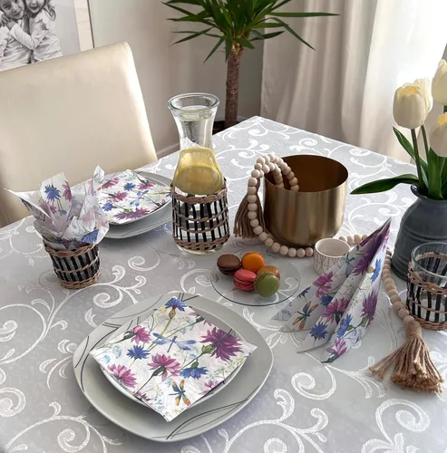 Miniatura 5 de Servilletas de papel de flores moradas con libélula para cena, tamaño decorativo de almuerzo de decoupage de 13 x 13 pulgadas (desplegadas)
