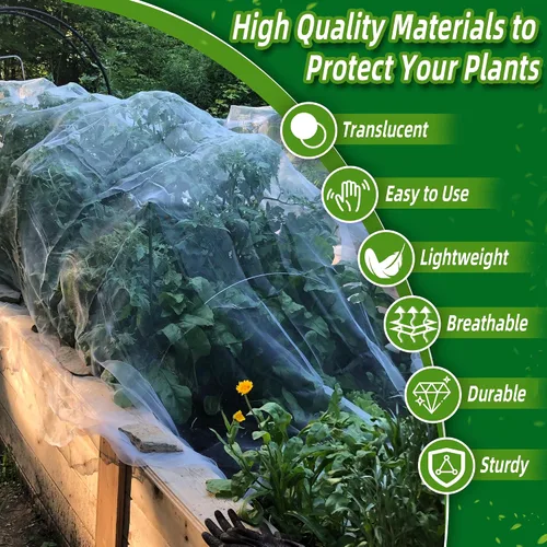 Miniatura 2 de Red de jardín – Barrera ultra fina de 10 x 10 pies para verduras, plantas, frutas, flores y cultivos, cubierta de hilera de invernadero, cama