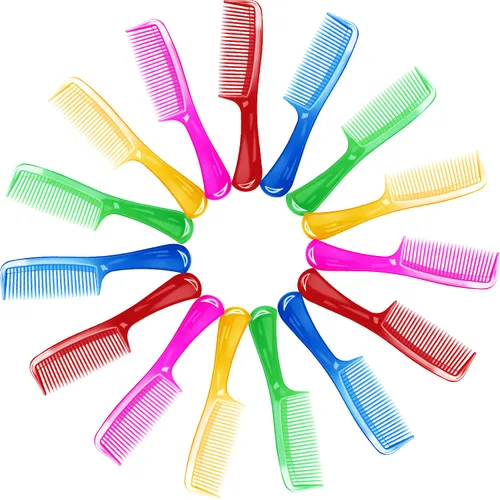 Peine colorido para mujer, peine redondo de 8 pulgadas con mango para todo tipo de cabello, 15 unidades