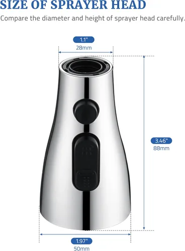 Miniatura 6 de Repuesto de cabezal de grifo de cocina con 15 adaptadores, 3 funciones, cabezal rociador extraíble para grifo de cocina, boquilla de cabezal Cromo