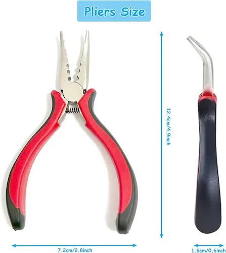 Miniatura 3 de Luwigs Alicates de extensión de cabello con 3 agujeros, mini alicates para abrecuentos de extensión de cabello con micro nano anillo y herramienta