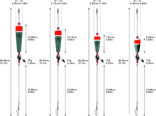 Miniatura 6 de Flotadores de Pesca Aparejos Corchos Saltarines para Agua Salada Sonajero con Peso Bobbers Aparejos de Pesca