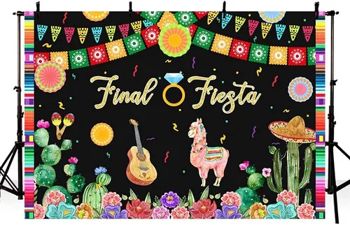 Miniatura 3 de Telón de fondo de fiesta de despedida de soltera de 7 x 5 pies para mujer, temática tropical mexicana, fanáticos de papel, cactus y vaquero