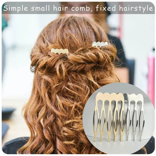 Miniatura 3 de Qoaimu Paquete de 20 peines laterales para el cabello, 5 dientes, pequeños de metal, para manualidades, para cabello fino, velo de novia, plateado