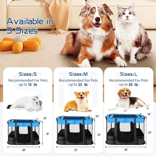 Miniatura 3 de Corralito para perros, corralito para mascotas, corralito plegable para cachorros y gatos, jaula de camping portátil para ejercicio, cubierta