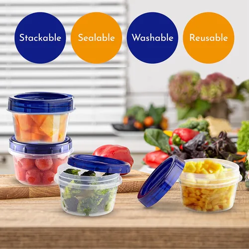 Miniatura 4 de AQUA BLUE Recipientes de almacenamiento para congelador de sopa con tapas superiores giratorias [16 onzas – paquete de 10 unidades] Recipiente