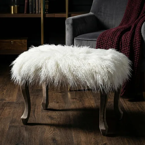Miniatura 4 de Cortesi Home Harlow Bench Ottoman, 26 pulgadas, color blanco