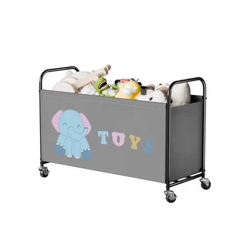 GRANNY SAYS Caja de juguetes para niños y niñas, almacenamiento extra grande con ruedas, organizador de almacenamiento de juguetes de metal para Gris