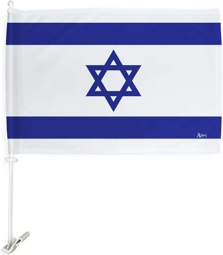 Miniatura 2 de Bandera de Israel para Carros - Bandera israelí para automóvil, paquete vintage americano, pequeño regalo, 12 x 18 pulgadas, clip de soporte