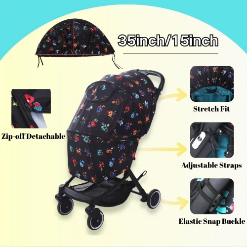 Miniatura 4 de LweiPsqLin Parasol para cochecito de bebé, impermeable, UPF50+, cubierta opaca Lycra ligera con malla ventilada Se adapta a asiento de automóvil