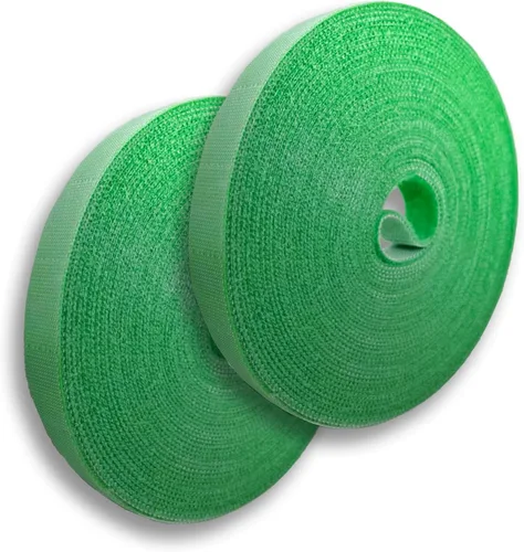 Corbata de jardín con correa verde que soporta plantas suaves con las plantas, diseño precortado, rasgable, reutilizable, resistente, multiusos para