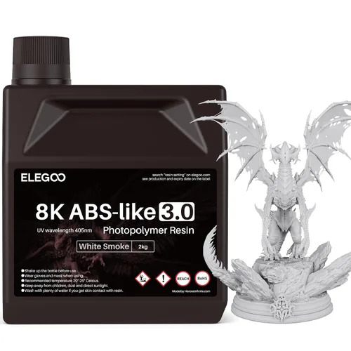 Miniatura 10 de ELEGOO 8K Resina similar a ABS 3.0, Resina de fotopolímero de curado UV 405nm, Resina ABS mejorada para impresión 3D, mayor precisión, menor