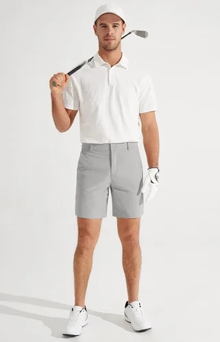 Miniatura 5 de Libin Pantalones cortos de golf para hombre de 7 pulgadas y 9 pulgadas, pantalones cortos de vestir de trabajo, pantalones cortos híbridos casuales