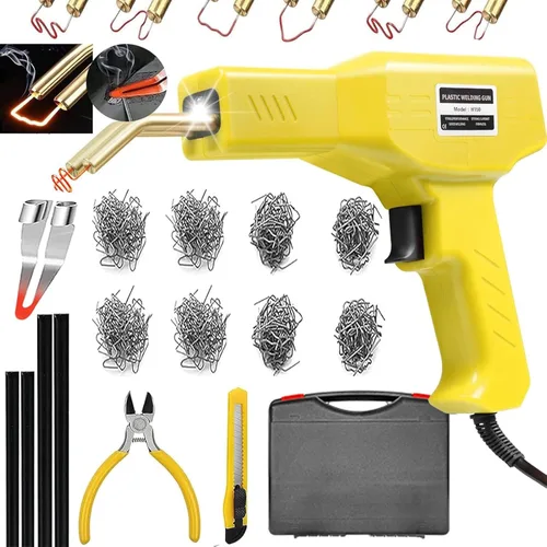 Miniatura 10 de Soldador de plástico, kit de reparación de soldadura de plástico 2 en 1 con 1000 grapas calientes, 4 varillas de soldadura de plástico, cuchillo