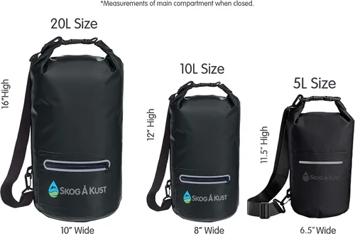 Miniatura 3 de Skog Å Kust DrySak - Bolsa impermeable con tapa enrollable para viajes y al aire libre - tamaños de 5, 10 y 20 litros