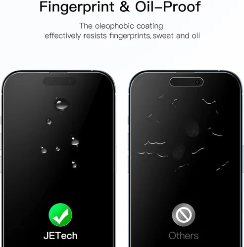 Miniatura 5 de JETech Protector de pantalla de cobertura completa para iPhone 14 Pro de 6.1 pulgadas, película de vidrio templado 9H, compatible con fundas