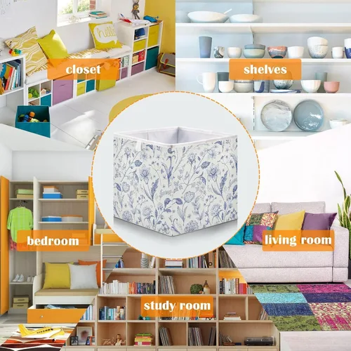 Miniatura 6 de Kigai Toile - Cubos de almacenamiento con diseño de cubos – 11 x 11 x 11 pulgadas, cubos plegables grandes, cesta organizadora de almacenamiento