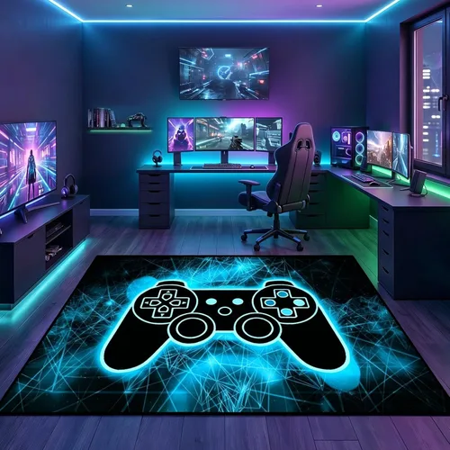 Miniatura 41 de BATATADOCE Alfombras de videojuegos para dormitorio de niños, alfombras para sala de juegos, decoración de juegos para niños, alfombra de área
