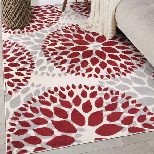 Miniatura 10 de Rugshop Alfombra con diseño moderno de círculos florales amarillos – Elegante, sin desprendimiento, de 2 x 3 pies, para sala de estar, dormitorio