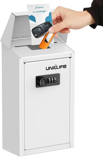 Miniatura 16 de Uniclife Caja para llaves para exterior, caja de donación de metal con cerradura de combinación, caja de sugerencias segura, buzón montado