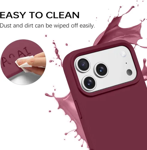 Miniatura 475 de GUAGUA Funda compatible con iPhone 17 Pro Max de 6.9 pulgadas, silicona líquida, goma de gel suave, delgada, forro de microfibra delgada