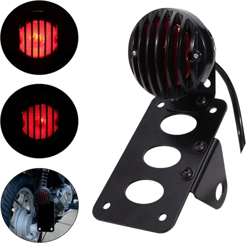 Miniatura 8 de Rich Choices - Luces traseras de motocicleta con soporte lateral para matrícula, luces de freno integradas, luz de stop, impermeables, de aluminio