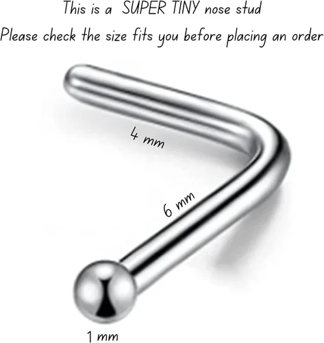 Miniatura 7 de 1mm Ball Nose Stud Sterling Silver Tiny Super Small Nose Piercing 0.6mm Pin Thickness Silver Dainty Nose Jewelry