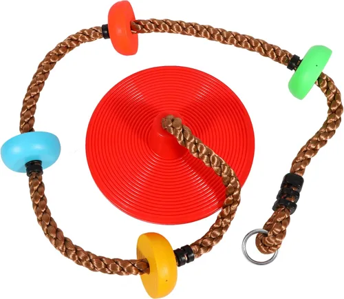 Miniatura 11 de REDCAMP Columpios de cuerda de escalada para árboles, asiento de columpio de disco de plástico resistente para niños y adultos con correa