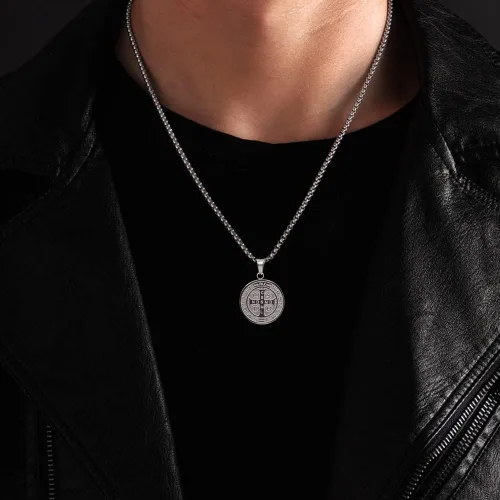 Miniatura 5 de NIGHTCRUZ Collar con medalla de San Benito, colgante de medalla de San Benito para Talismán Protector Religioso