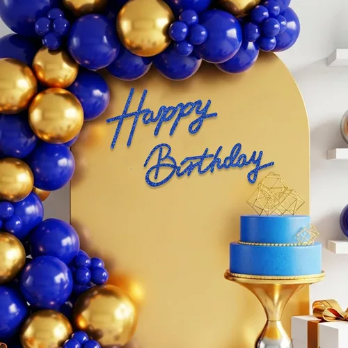 Miniatura 34 de TONIFUL Cartel de feliz cumpleaños para telón de fondo, pancarta de fieltro negro, incluye pegamento de puntos, perfecto para telón de fondo