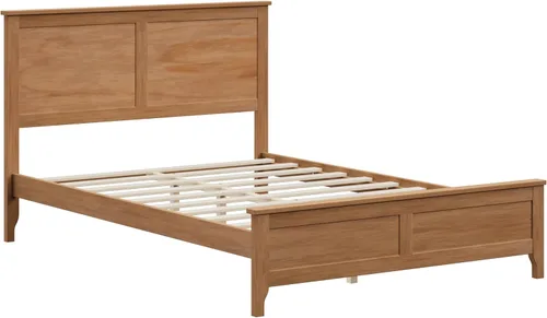 Miniatura 5 de Harper & Bright Designs Cama de plataforma de tamaño matrimonial con cabecero y estribo, base de cama matrimonial de madera maciza con soporte
