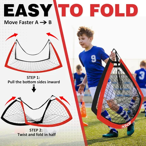 Miniatura 4 de BOHEN 6x4 FT Kids Soccer Goals with Carry Bag, Portable Folding Soccer Net for Backyard Training, Indoor/Outdoor Use for Youth and Adult Rojo