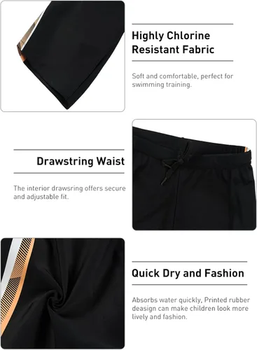 Miniatura 5 de Pantalones cortos de natación deportivos para niños y jóvenes, de secado rápido, con cordón, suaves UPF 50+