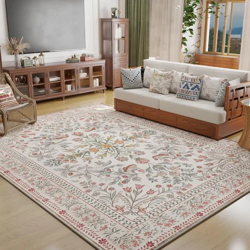 Miniatura 24 de RYB HOME Alfombra lavable para sala de estar, alfombra grande de 8 x 10 pies que no se desprende para dormitorio, alfombra de lana sintética ultra