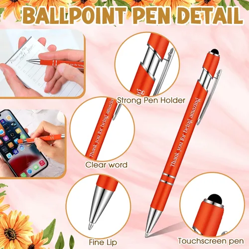 Miniatura 4 de Lincia Juego de 20 bolígrafos de regalo de agradecimiento, 20 bolígrafos inspiradores, 20 llaveros de acero inoxidable y 20 bolsas de organza, 20