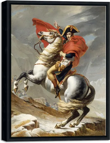 Wieco Art Napoleón enmarcado cruzando los Alpes de Jacques-Louis David pinturas al óleo, reproducción abstracta de impresiones en alta definición,