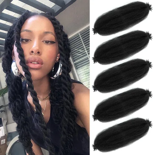 Miniatura 33 de Cabello afro trenzado elástico de 24 pulgadas 3 paquetes Cabello afro trenzado elástico Cabello afro para trenzado en crochet (24 pulgadas