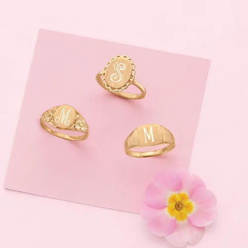Miniatura 4 de Ross-Simons 14kt Yellow Gold Personalized Floral Signet Ring