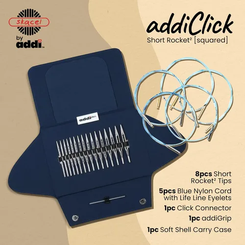Miniatura 2 de skacel by addi addiClick - Juego de agujas de tejer intercambiables, kit de agujas circulares con puntas de bambú y cordones de nailon