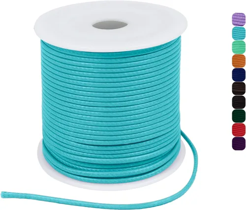 Miniatura 45 de CAMAL Cuerda de cera de 0.069 pulgadas para hacer pulseras, hilo encerado de 23 yardas para joyería y pulsera, cordón encerado para manualidades
