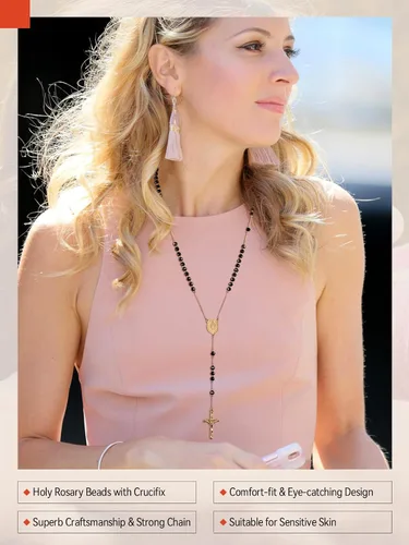 Miniatura 2 de FaithHeart Collar de cruz de rosario cristiano para mujeres y hombres, acero inoxidable para orar rosario en Y, caja de regalo