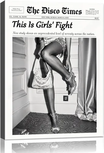 Arte de pared enmarcado vintage brillante, impresiones de periódicos de chicas calientes, póster de afirmación motivacional, lienzo de moda, arte de
