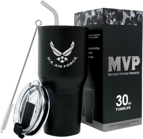 Military Gift Shop Taza de viaje de café de la Fuerza Aérea de 30 onzas, vaso de café aislado al vacío de doble pared, taza de café de acero